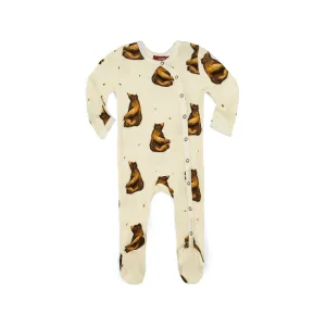 Snap Footed Romper -Bamboo - Honey Bear