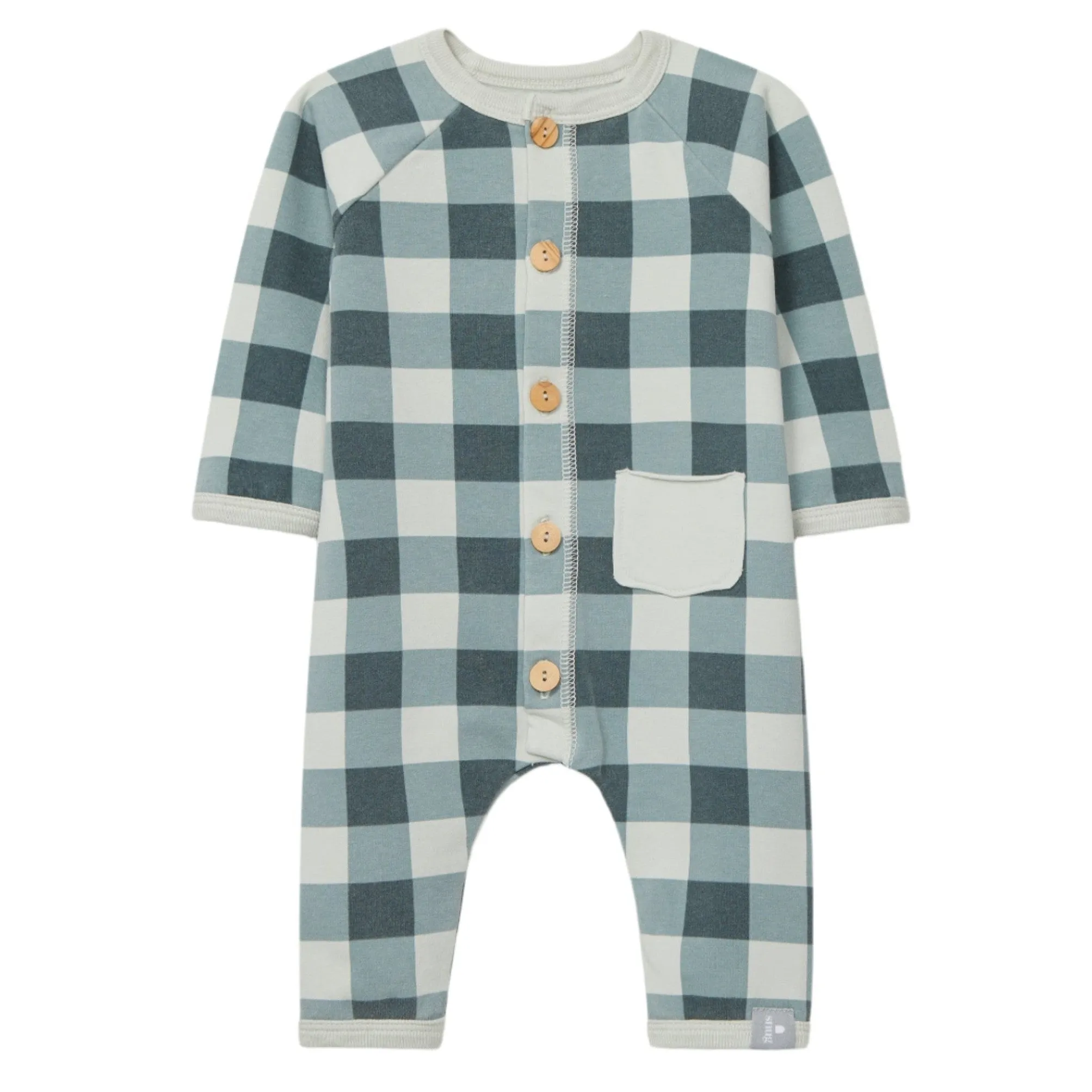 Snug (Portugal) - Organic Button-Up Romper - Petrol Plaid