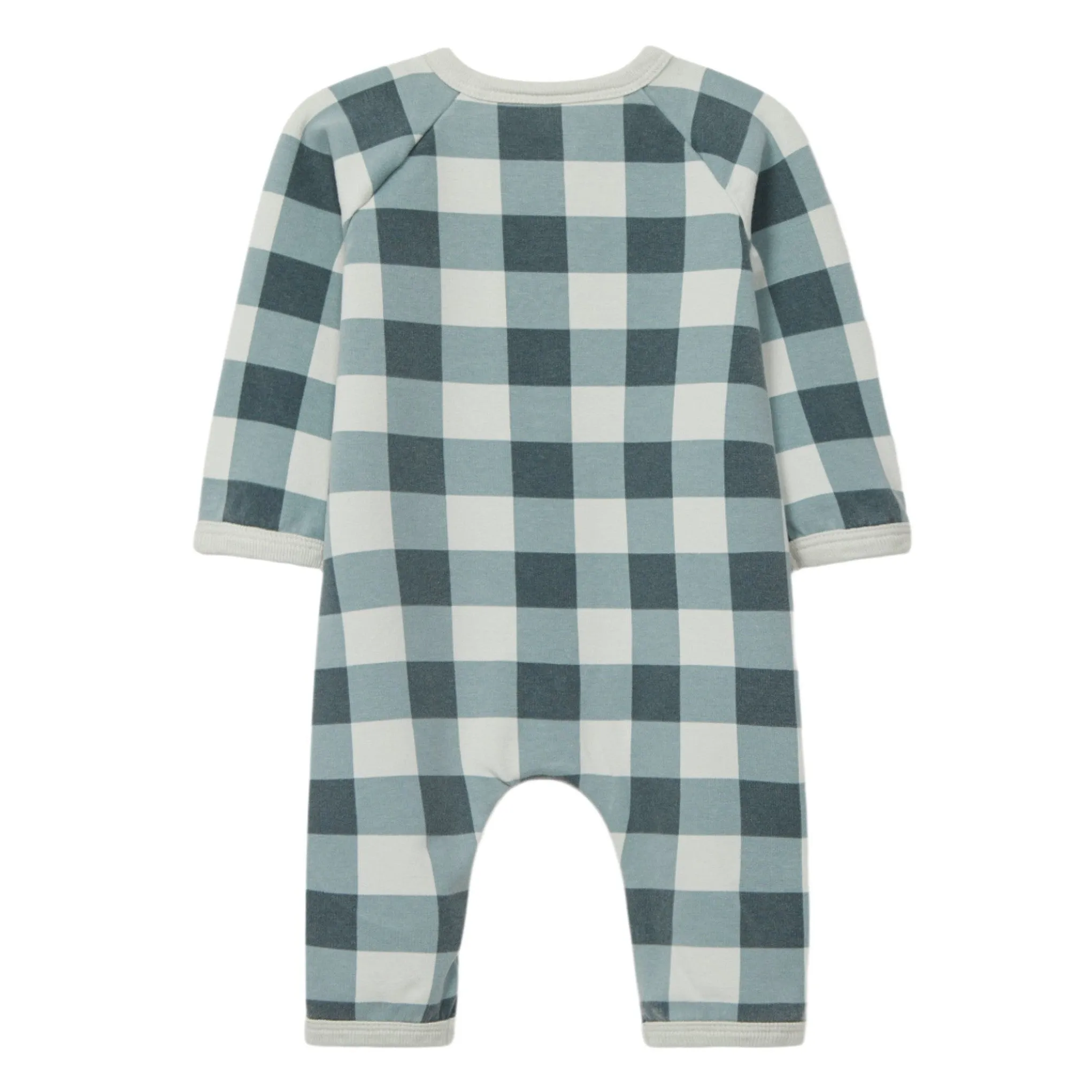 Snug (Portugal) - Organic Button-Up Romper - Petrol Plaid