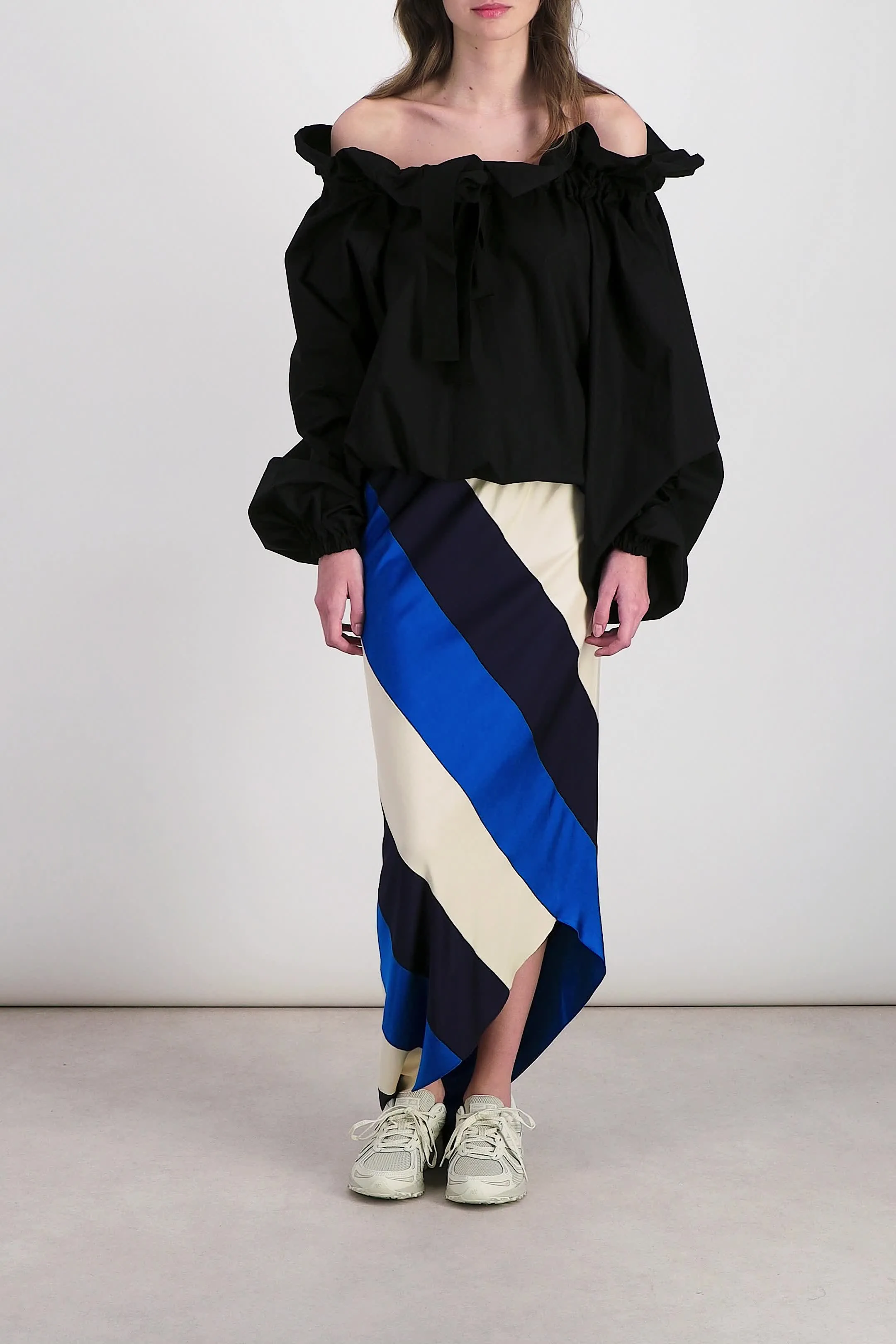 Spiral fluid jersey midi skirt