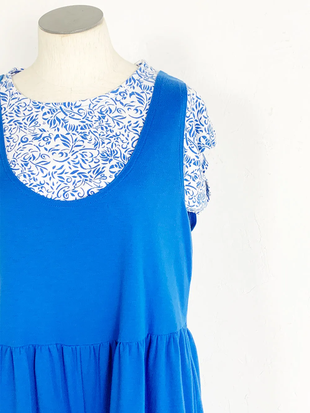 STEFANO Blue and White Cotton Blend Romper