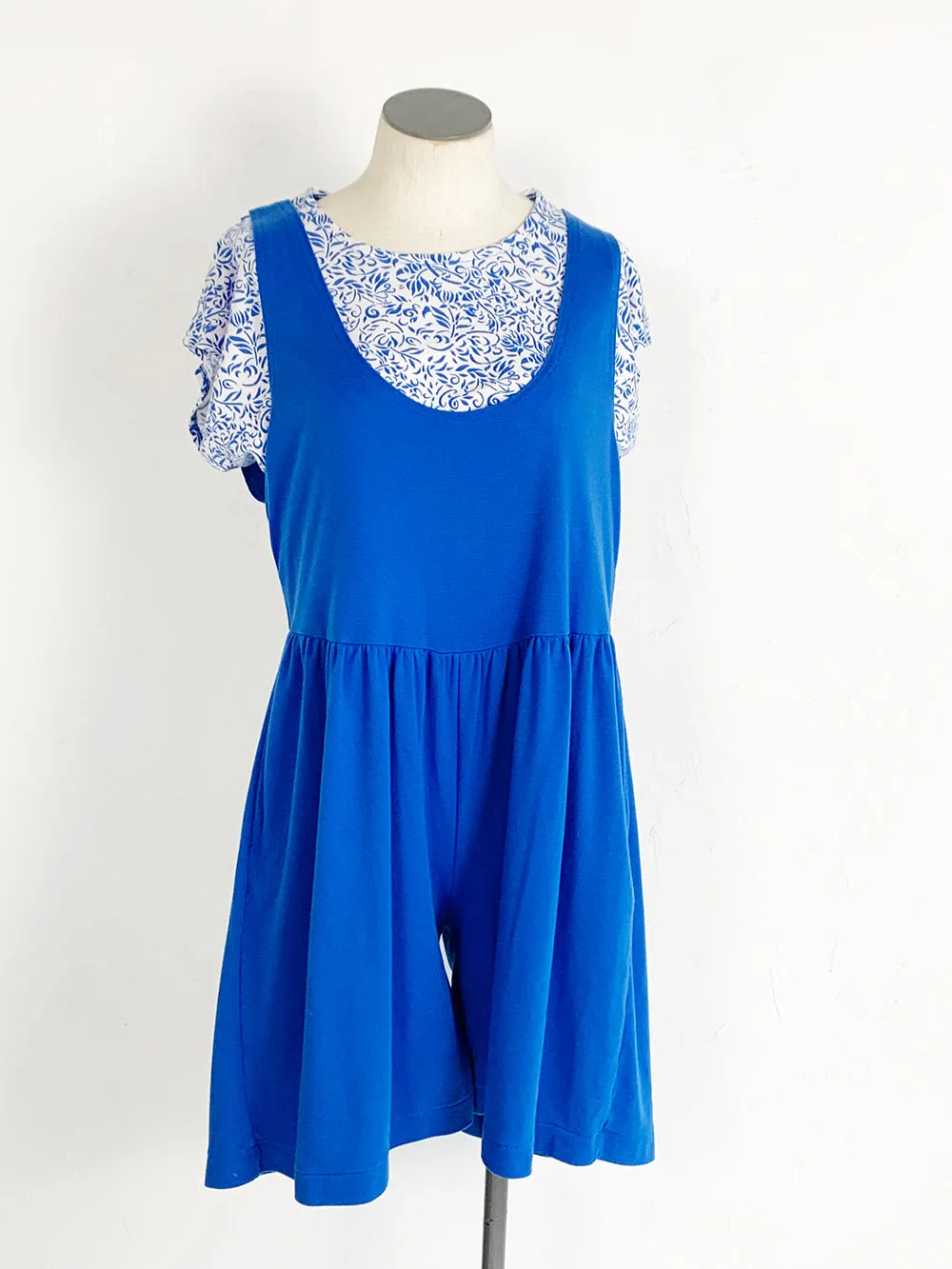 STEFANO Blue and White Cotton Blend Romper