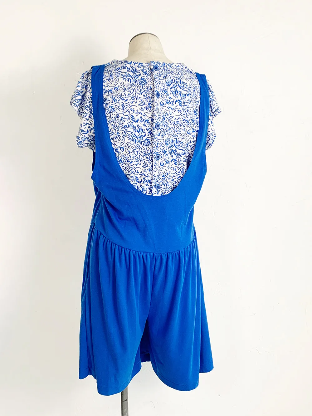 STEFANO Blue and White Cotton Blend Romper