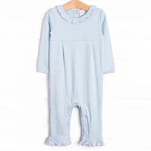 Stella Pima Ruffle Romper, Light Blue