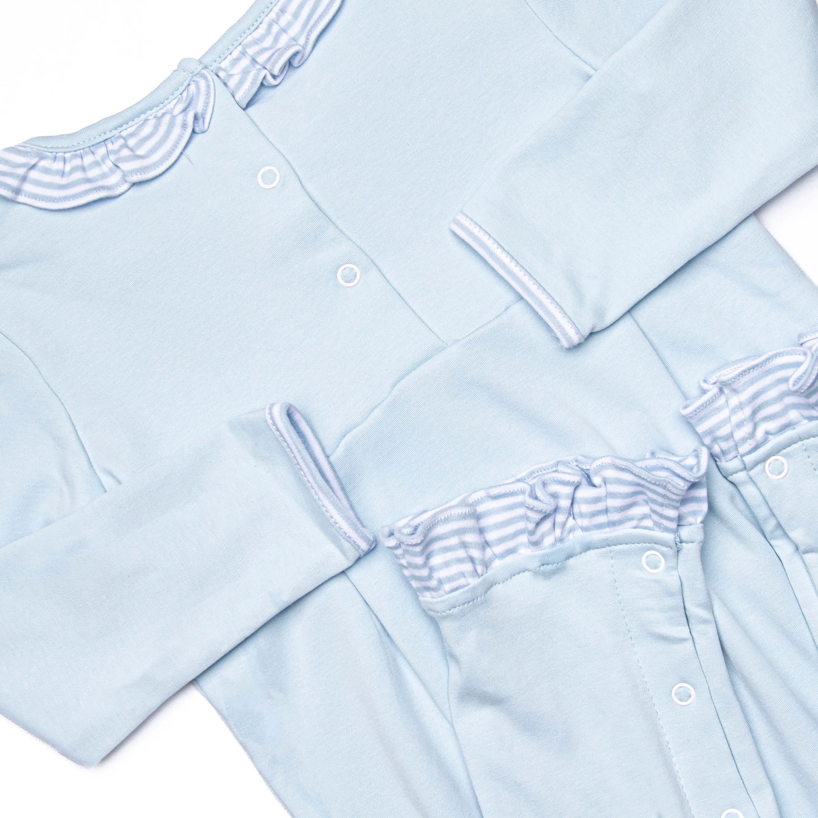 Stella Pima Ruffle Romper, Light Blue