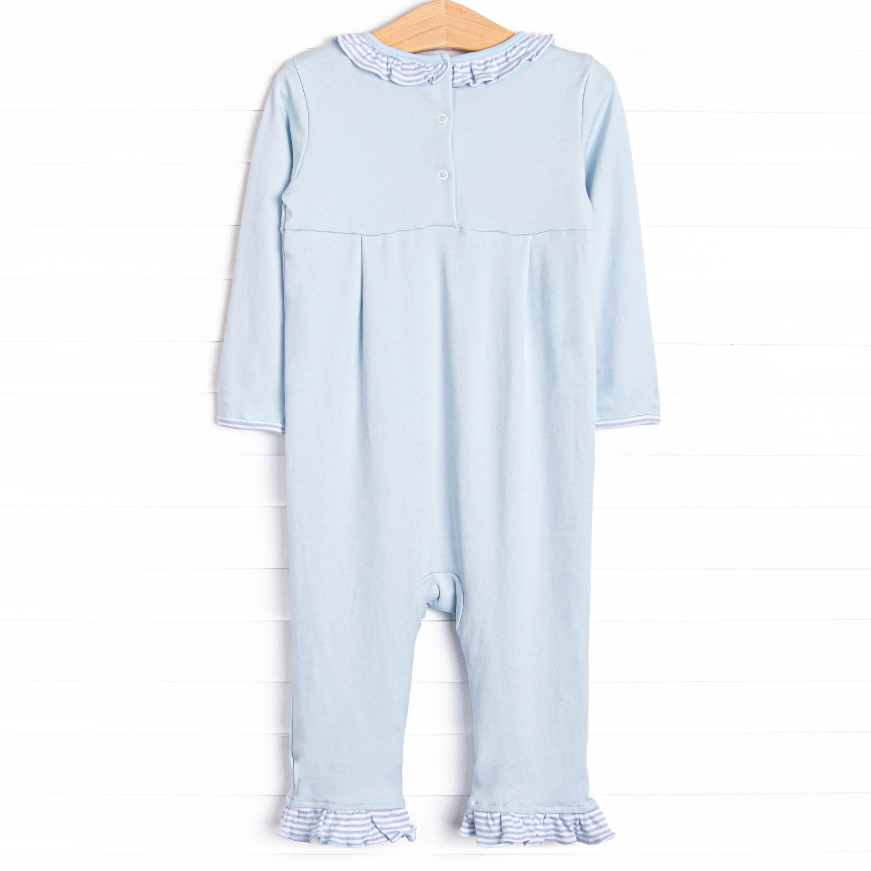 Stella Pima Ruffle Romper, Light Blue