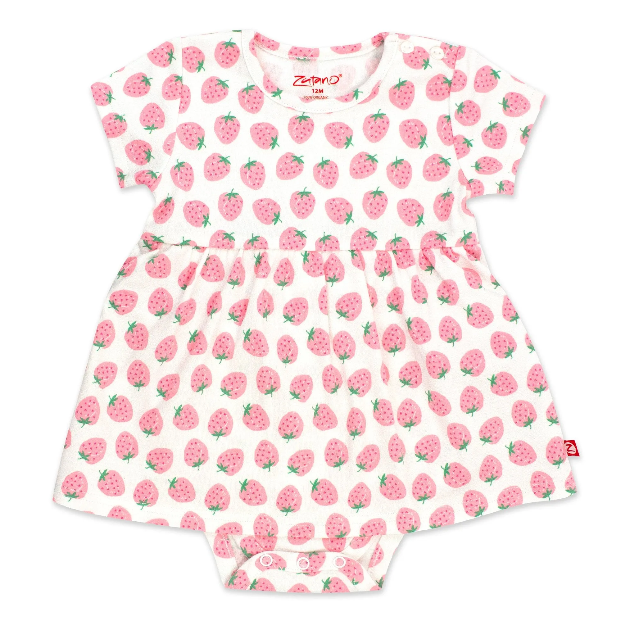 Strawberries Organic Cotton Romper Dress