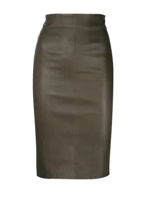 Stretch Leather Pencil Skirt