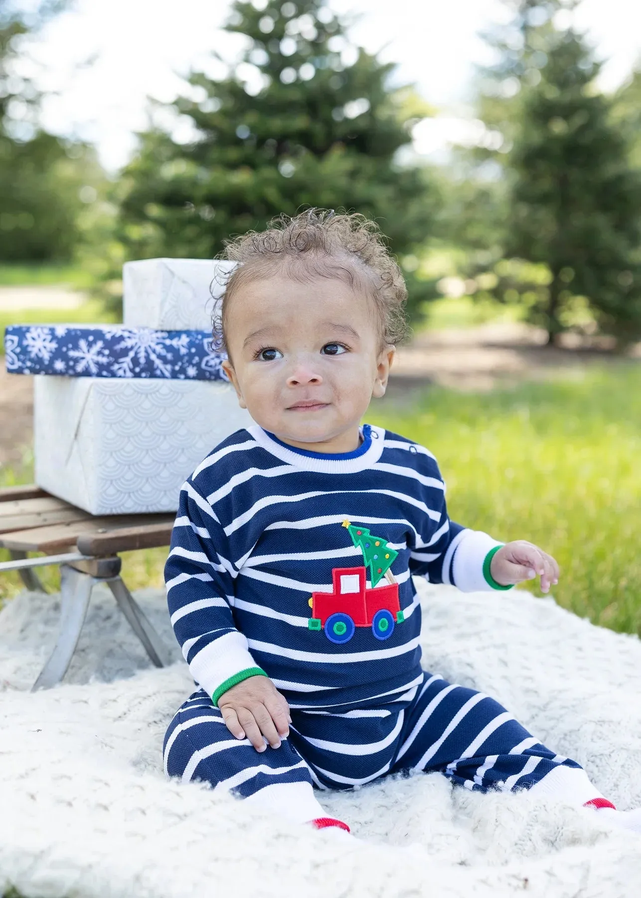 Stripe Christmas Truck Romper