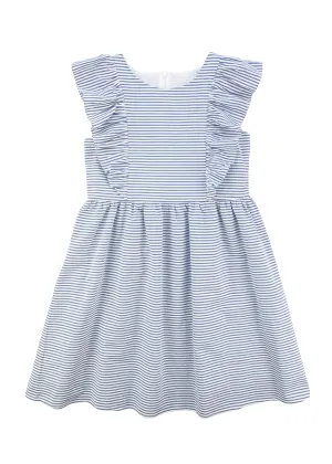 Stripe Seersucker Ruffle Dress