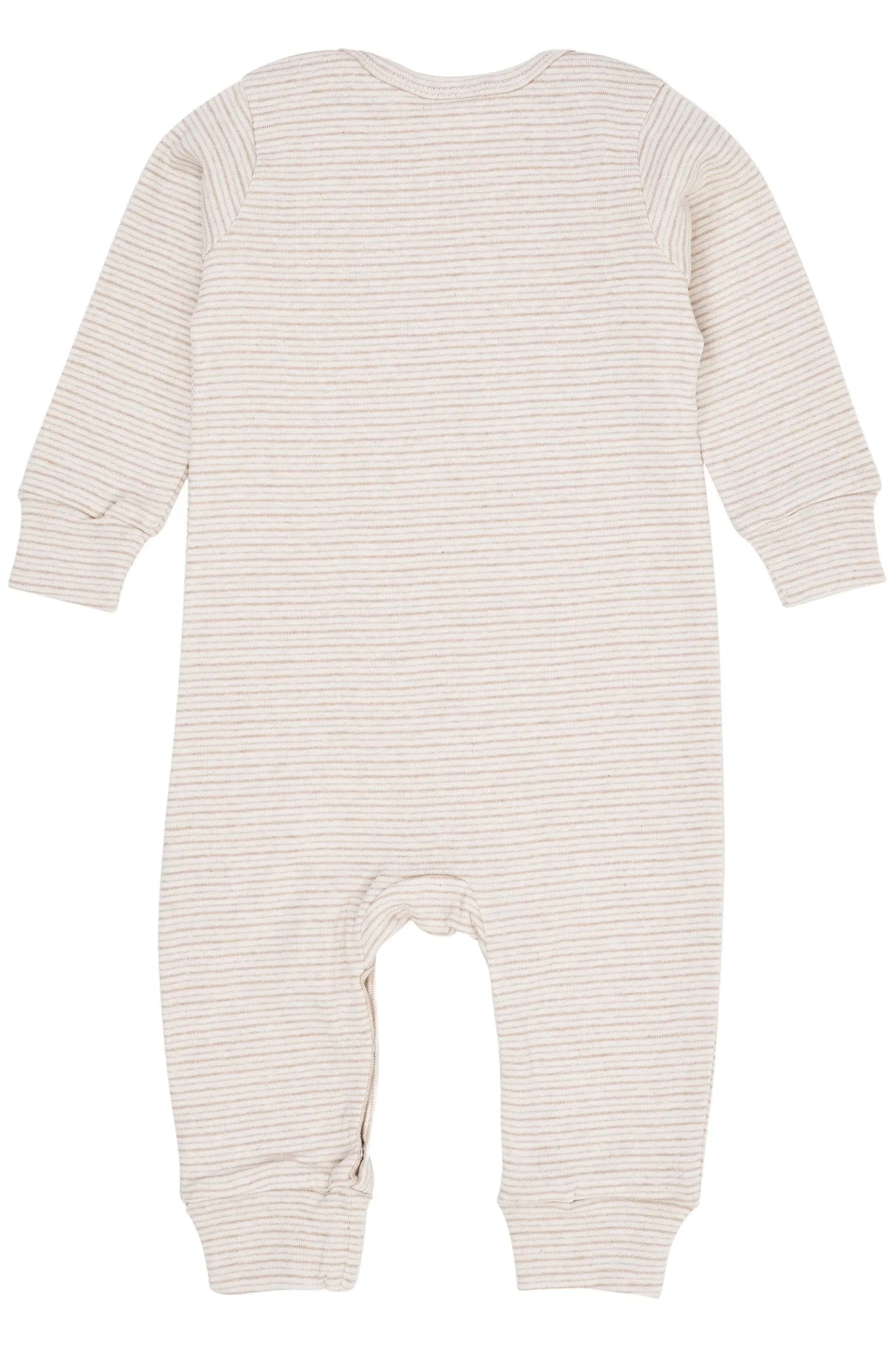 STRIPED LONG SLEEVED ROMPER W. LAPNECK - BEIGE STRIPE