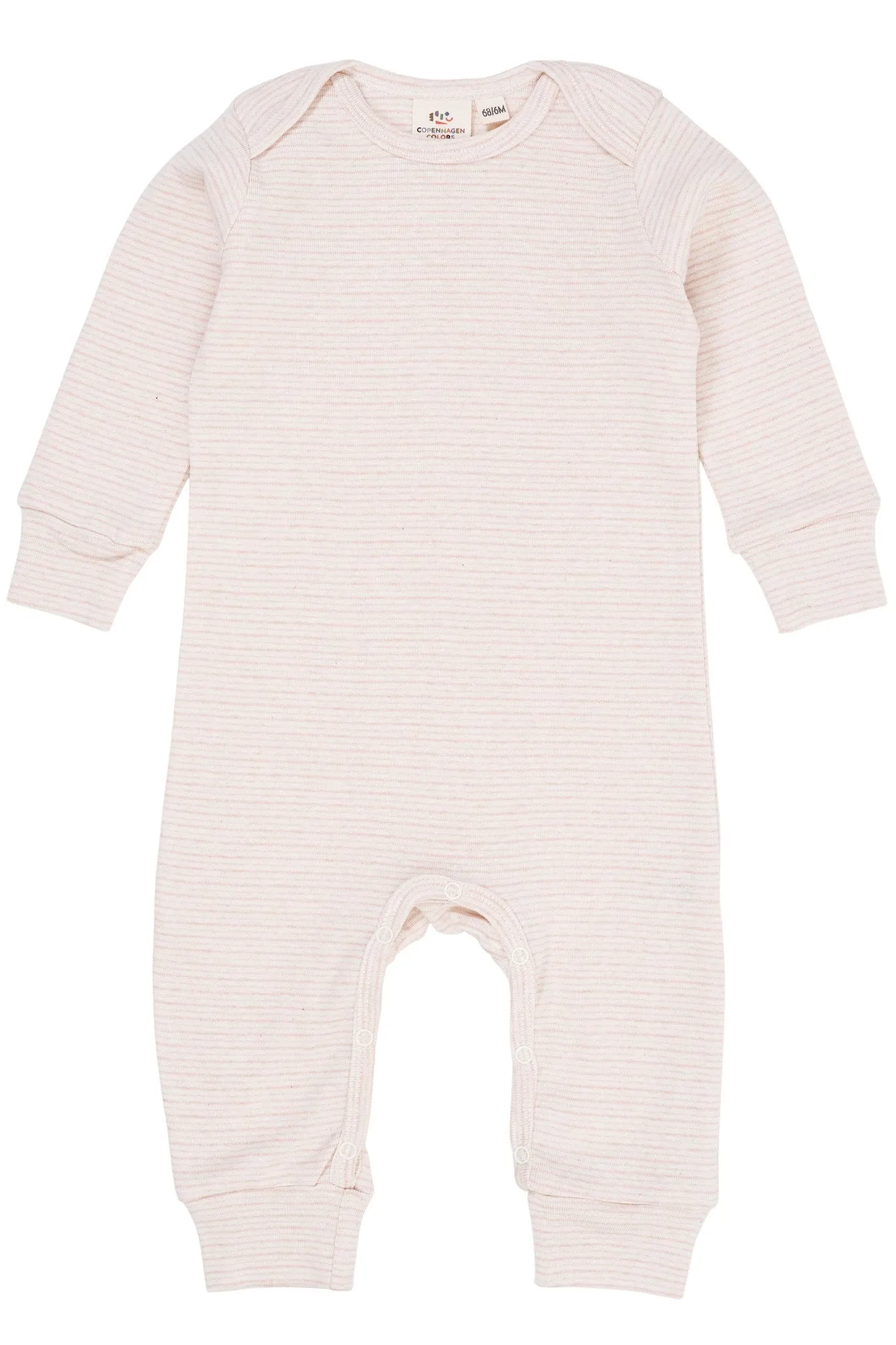 STRIPED LONG SLEEVED ROMPER W. LAPNECK - SOFT PINK STRIPE