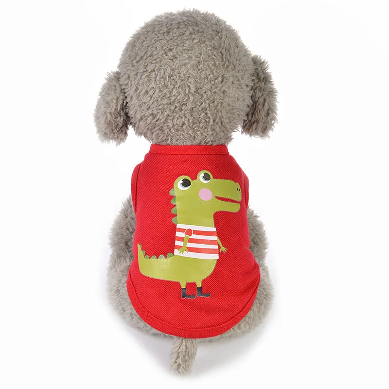 Striped Shirt Alligator Print Red Summer Puppy Tank Top