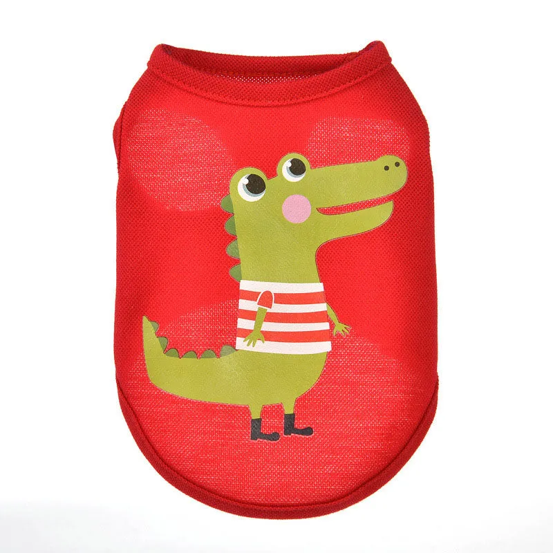 Striped Shirt Alligator Print Red Summer Puppy Tank Top