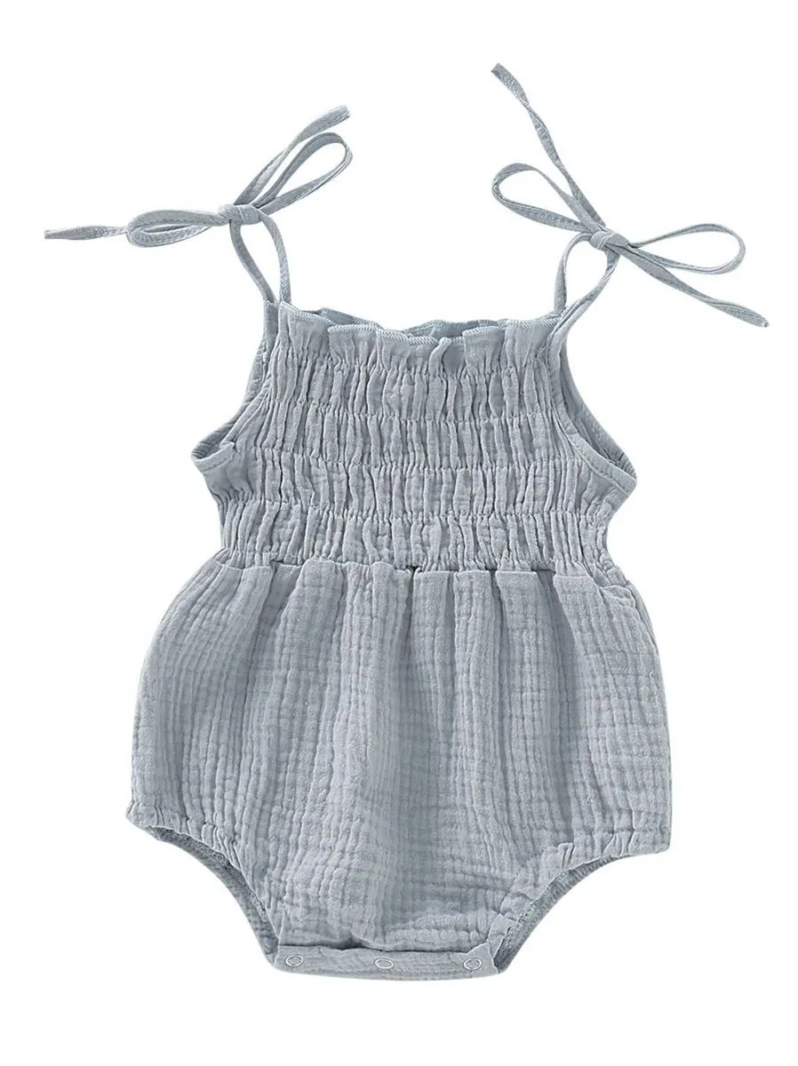 Summer Baby Tie Muslin Romper Onesie