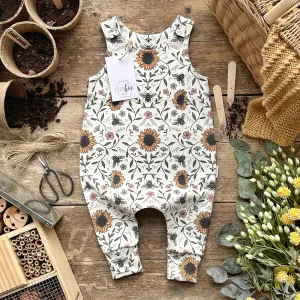 Sunflower Bee Long Romper