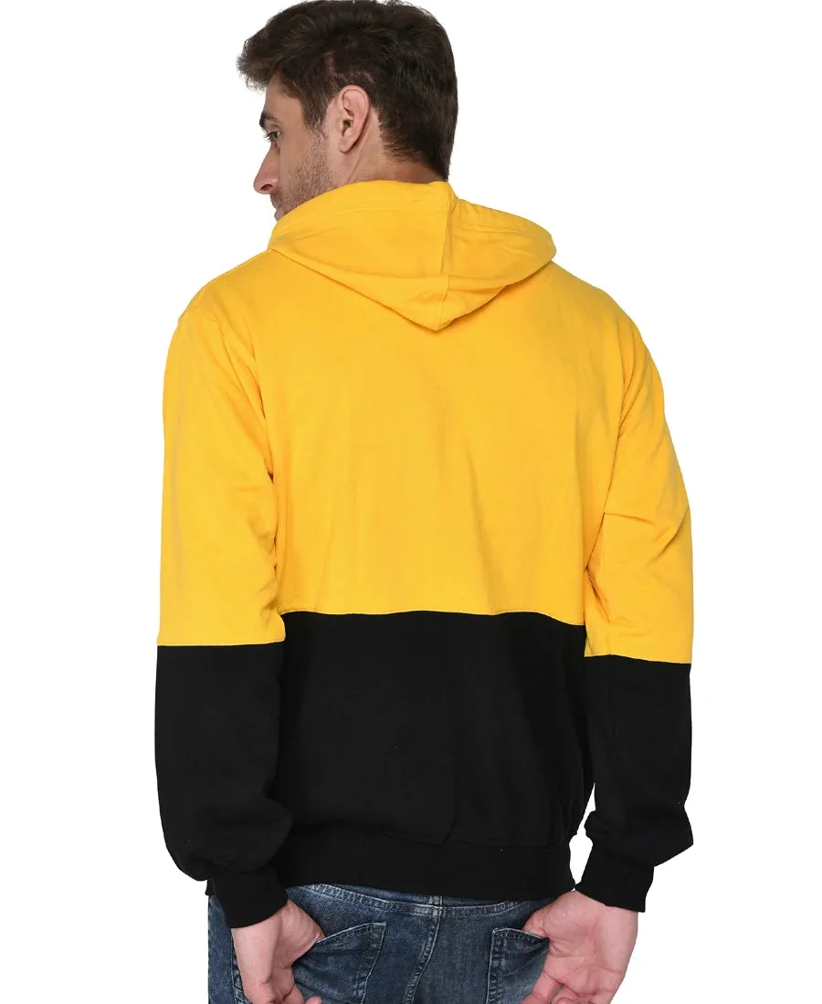 SXV Solid COLOURBLOCKED Sweatshirt Hoodie for Men & Women (Yellow & Black)