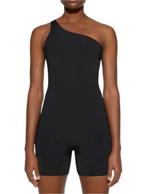 TEEK - Black Single Shoulder Active Shorts Romper