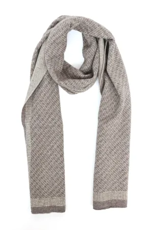 TEXTURED GRID KNIT SCARF-KHAKI