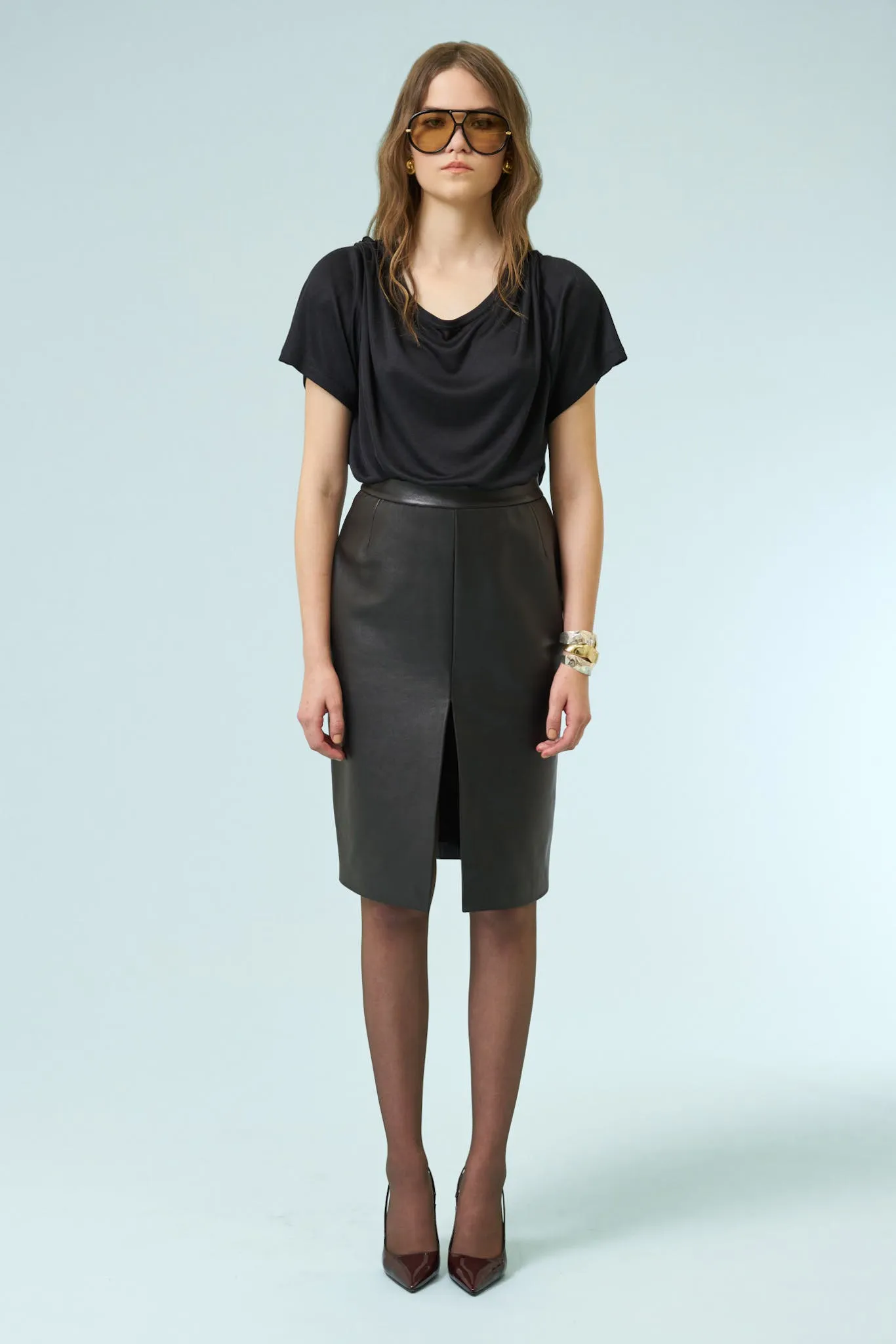 THE MOTION EDIT LEATHER PENCIL SKIRT