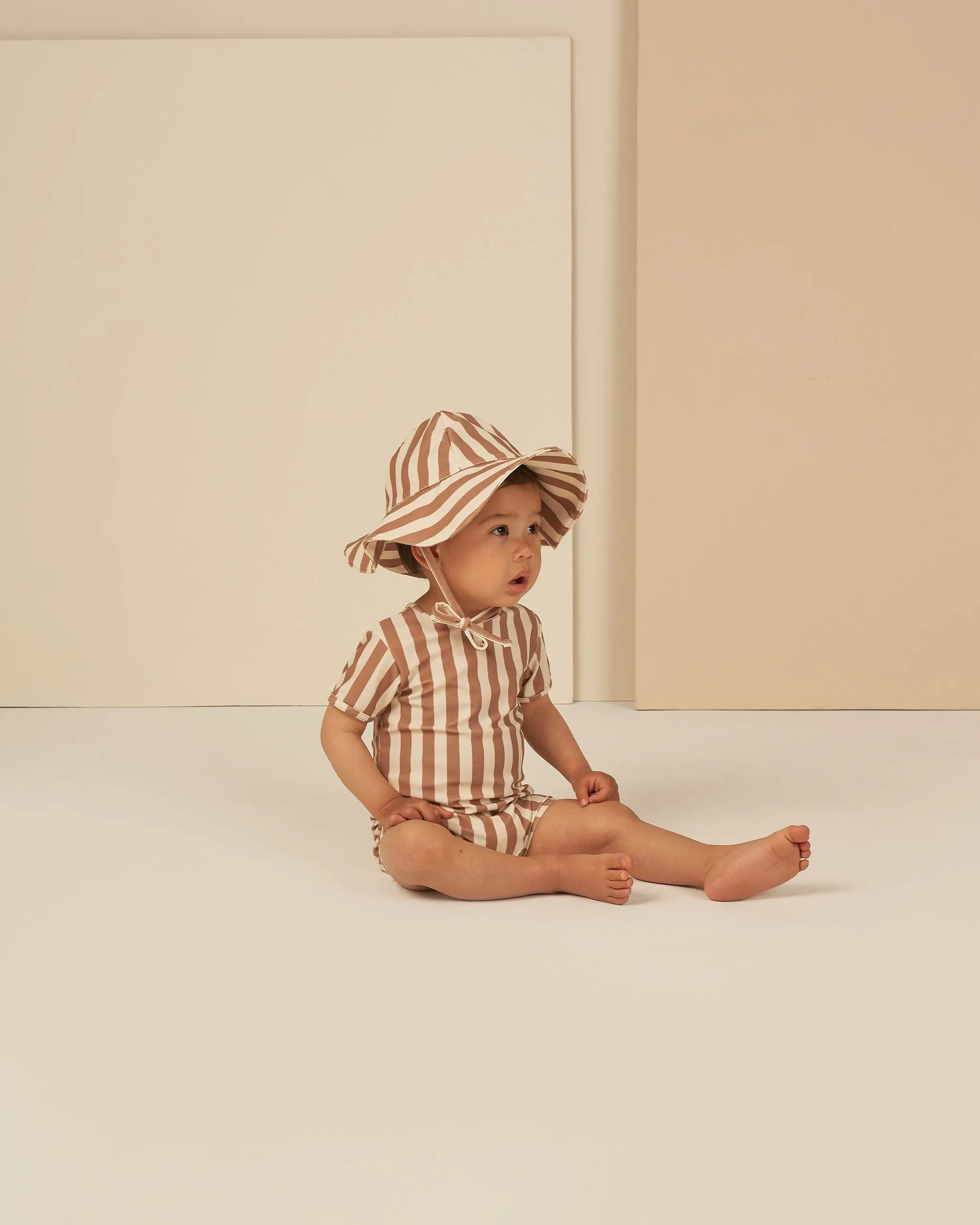 The Shorty One-Piece Swimsuit by Rylee   Cru - Clay Stripe - BABY