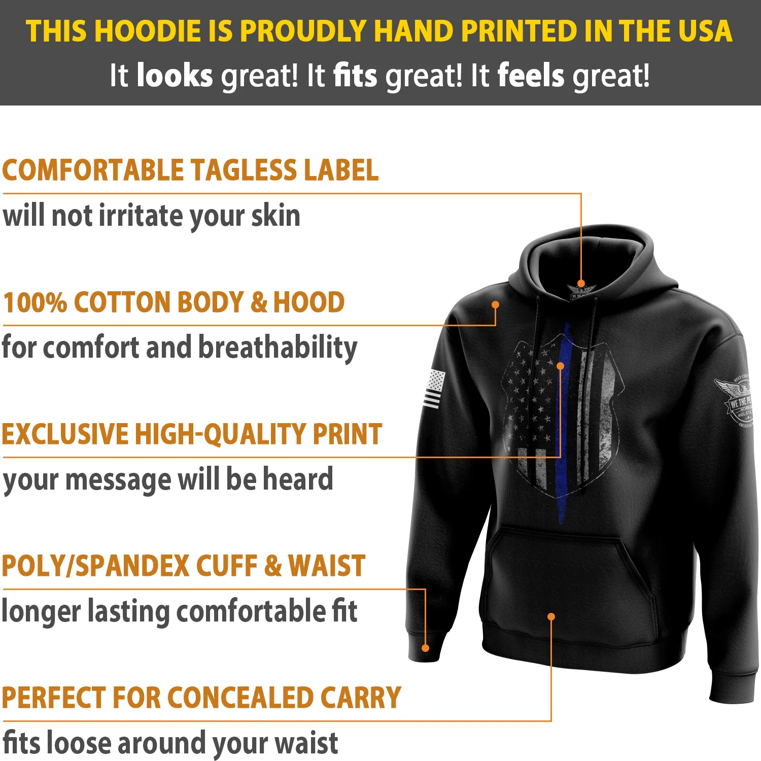 Thin Blue Line Flag Hoodie