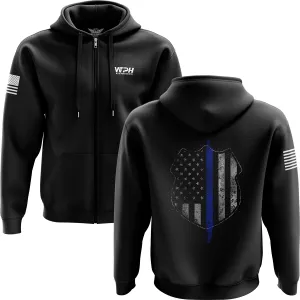 Thin Blue Line Flag Zip Up Hoodie