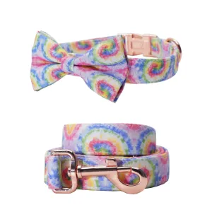 Tie-Dye Bow Collar and Leash Set | Personalized