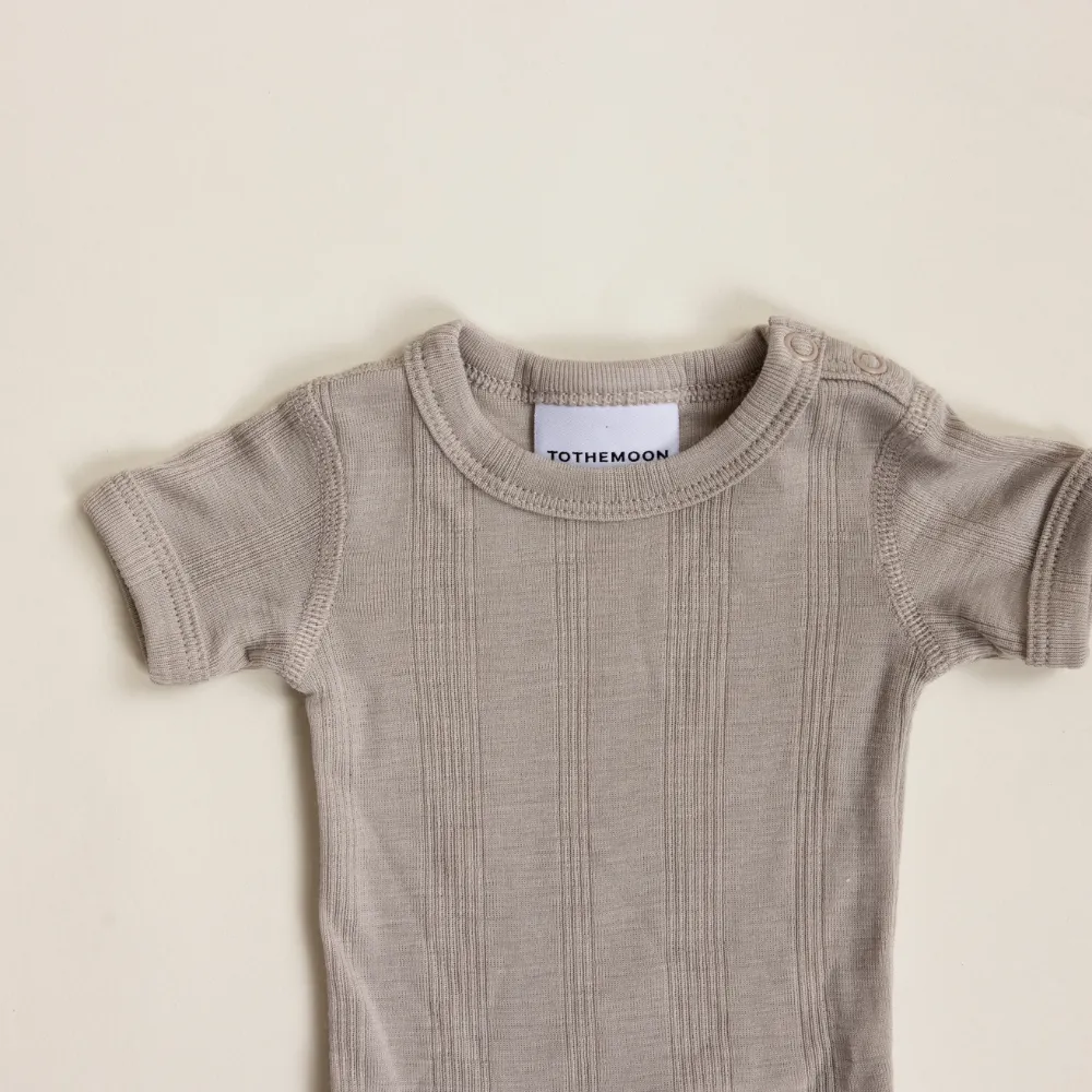 Tothemoon ☾ - Body - Short sleeve - Wool & silk - Needle pattern - Dove