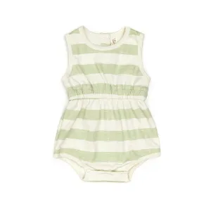 Tun Tun (Peru) - Pima Cotton Shortie Romper - Seafoam Stripes