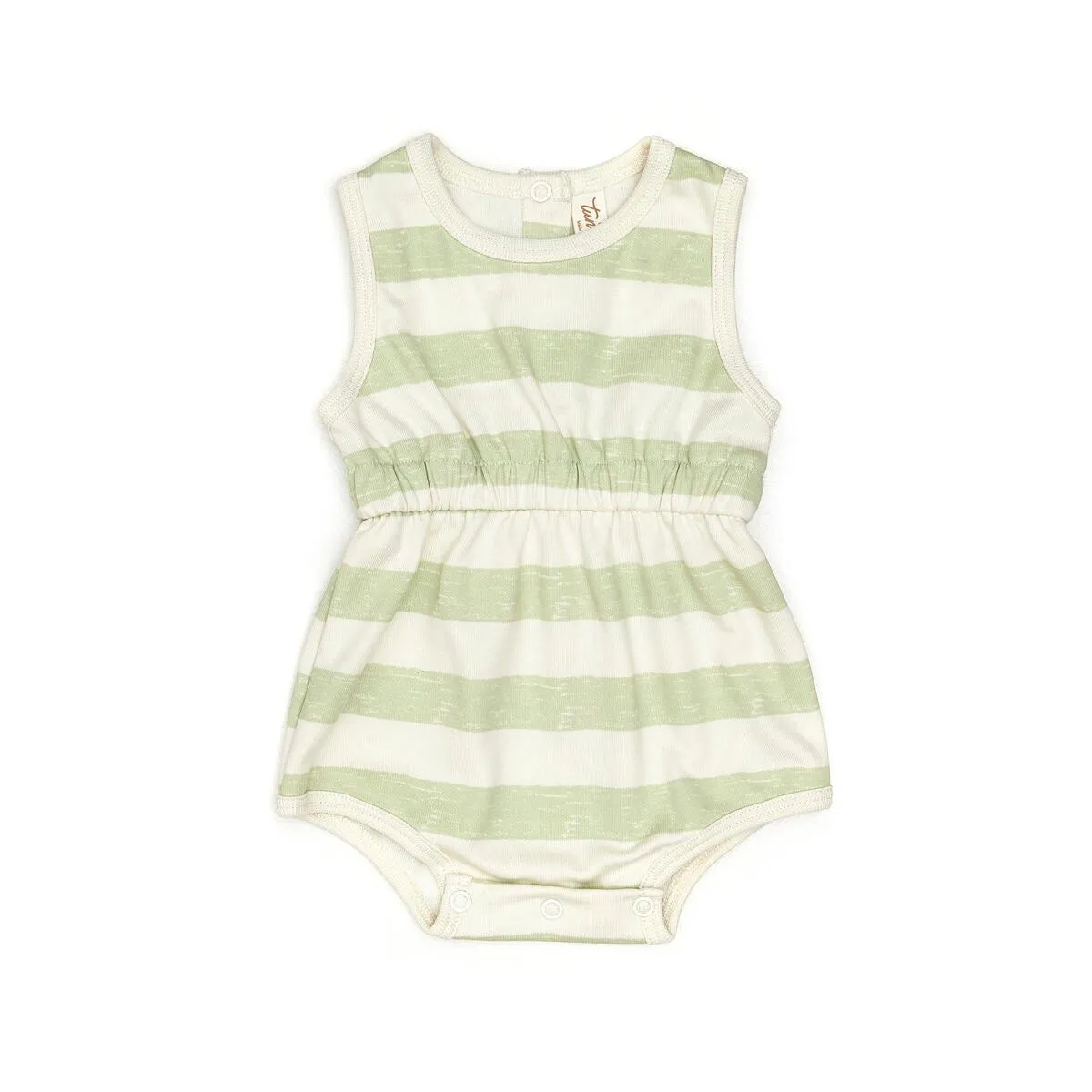 Tun Tun (Peru) - Pima Cotton Shortie Romper - Seafoam Stripes