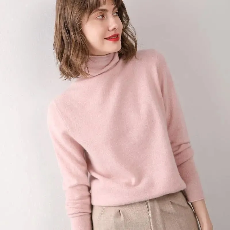 Turtleneck Western Style Inner Wear Thin Knitted Cashmere Sweater