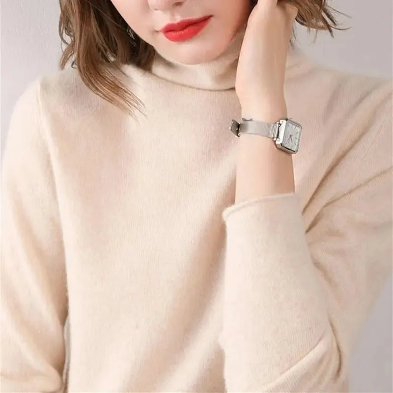 Turtleneck Western Style Inner Wear Thin Knitted Cashmere Sweater