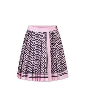 Twill Monogram Pleated Mini Skirt