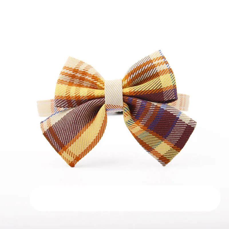 Uniform Plaid Cat Collar Bowtie