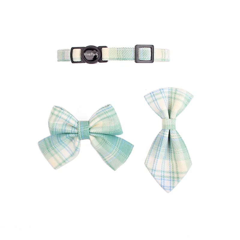 Uniform Plaid Cat Collar Bowtie