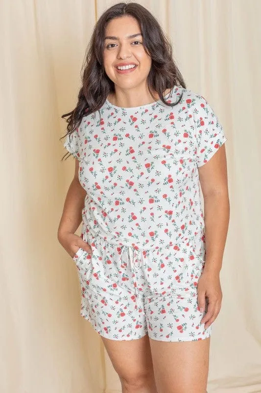 USA-Made Floral Romper with Short Sleeves