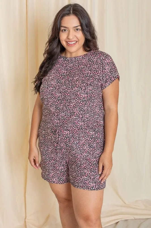 USA-Made Floral Romper with Short Sleeves