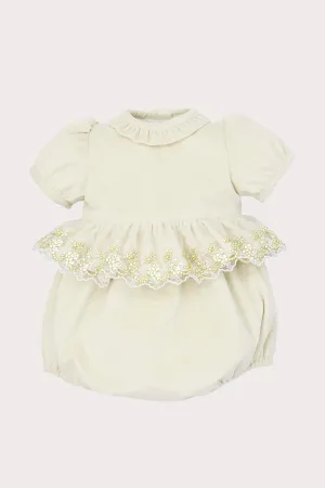 Velvet & Gold Lace Romper - Ivory (3M - 3Y)