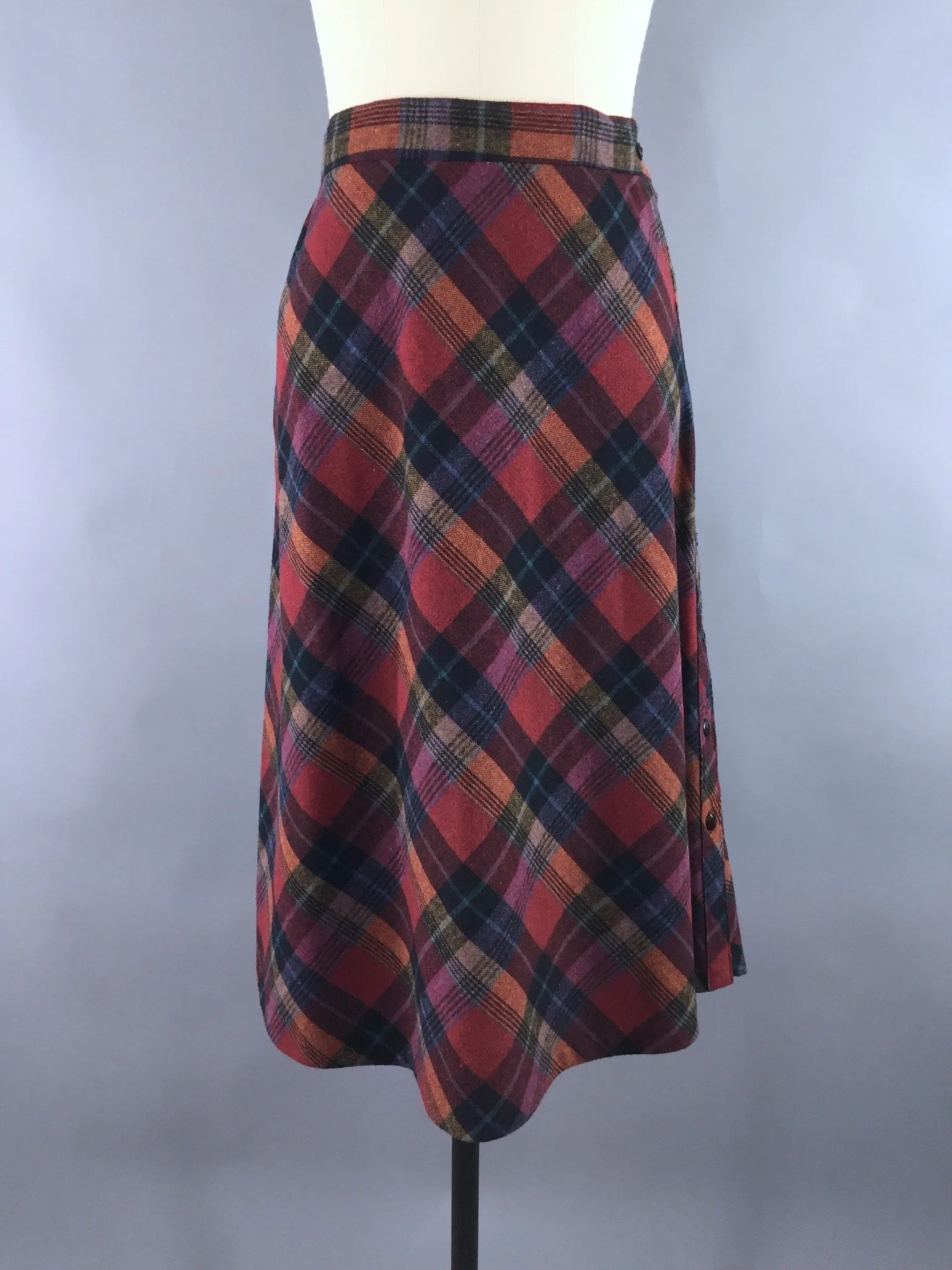 Vintage Bias Cut Plaid Skirt / Lady Grandview Tartan