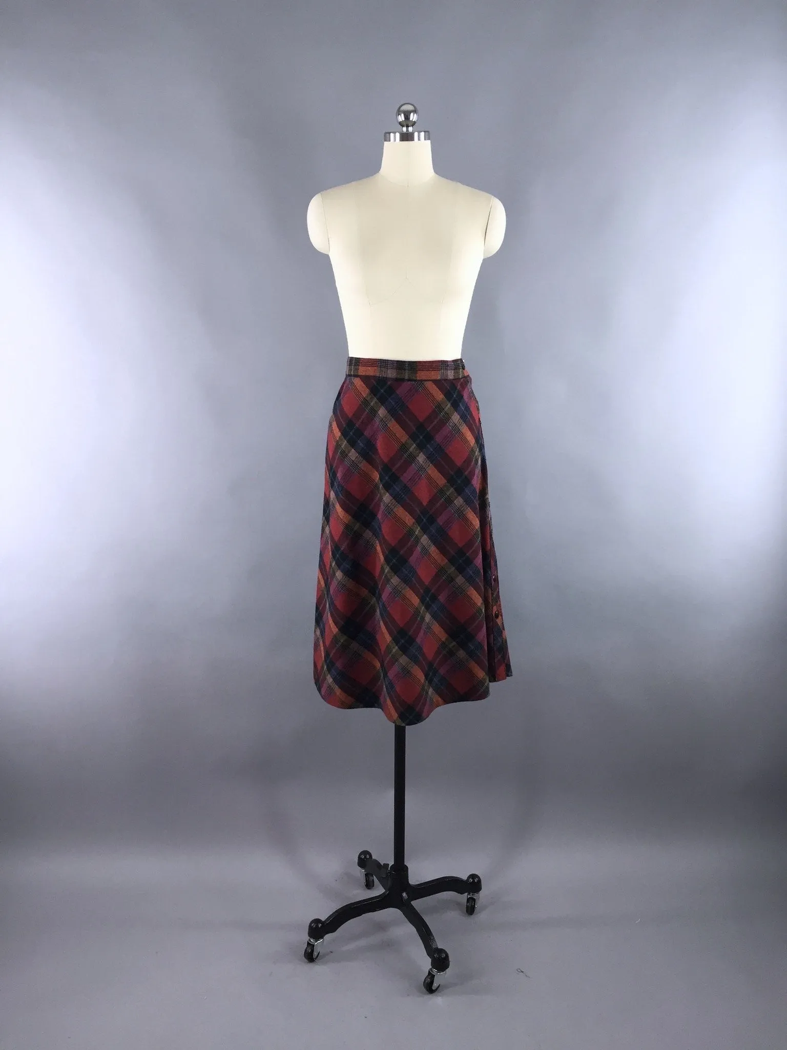 Vintage Bias Cut Plaid Skirt / Lady Grandview Tartan