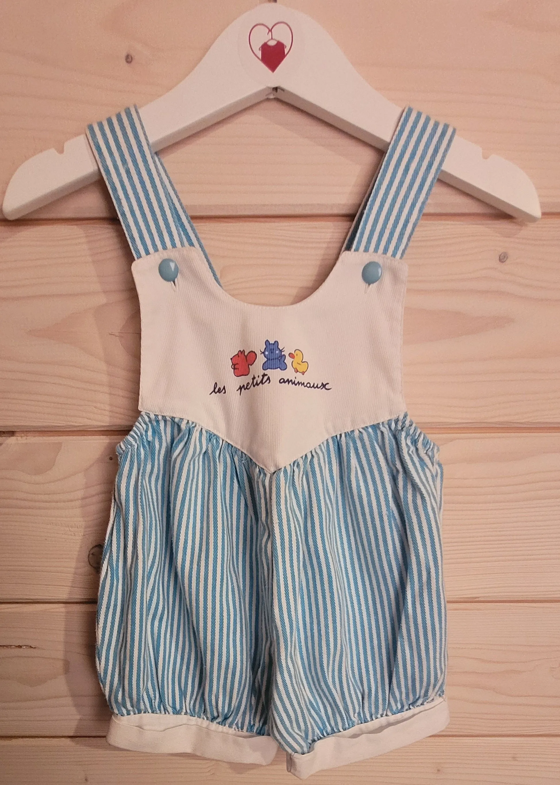 Vintage Pinstripe Dungaree/Summer Romper 6 months