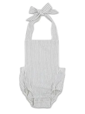 White & Black Striped Summer Baby Romper