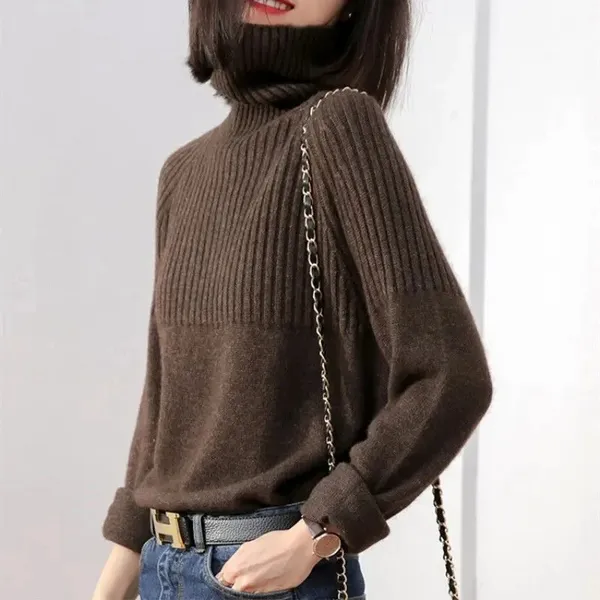 Women's Casual Turtleneck Jumper with a Textured Pattern | Ideal for Autumn/Winter