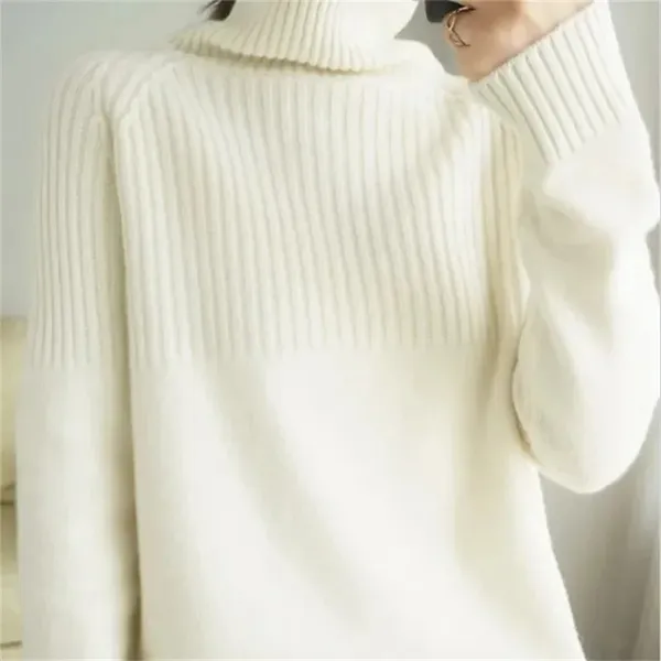 Women's Casual Turtleneck Jumper with a Textured Pattern | Ideal for Autumn/Winter