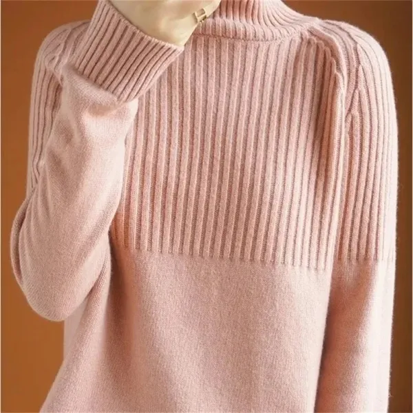 Women's Casual Turtleneck Jumper with a Textured Pattern | Ideal for Autumn/Winter