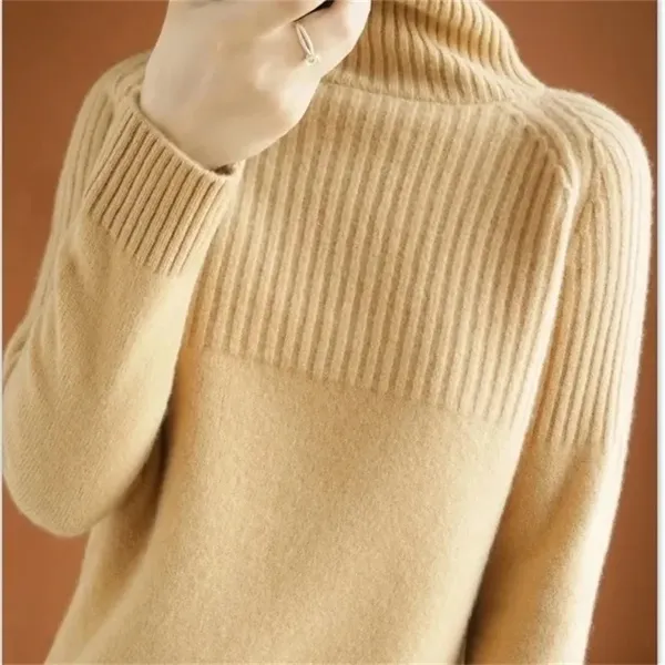 Women's Casual Turtleneck Jumper with a Textured Pattern | Ideal for Autumn/Winter