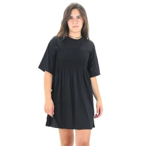 Women's Smocked Chest Short Dress,Black