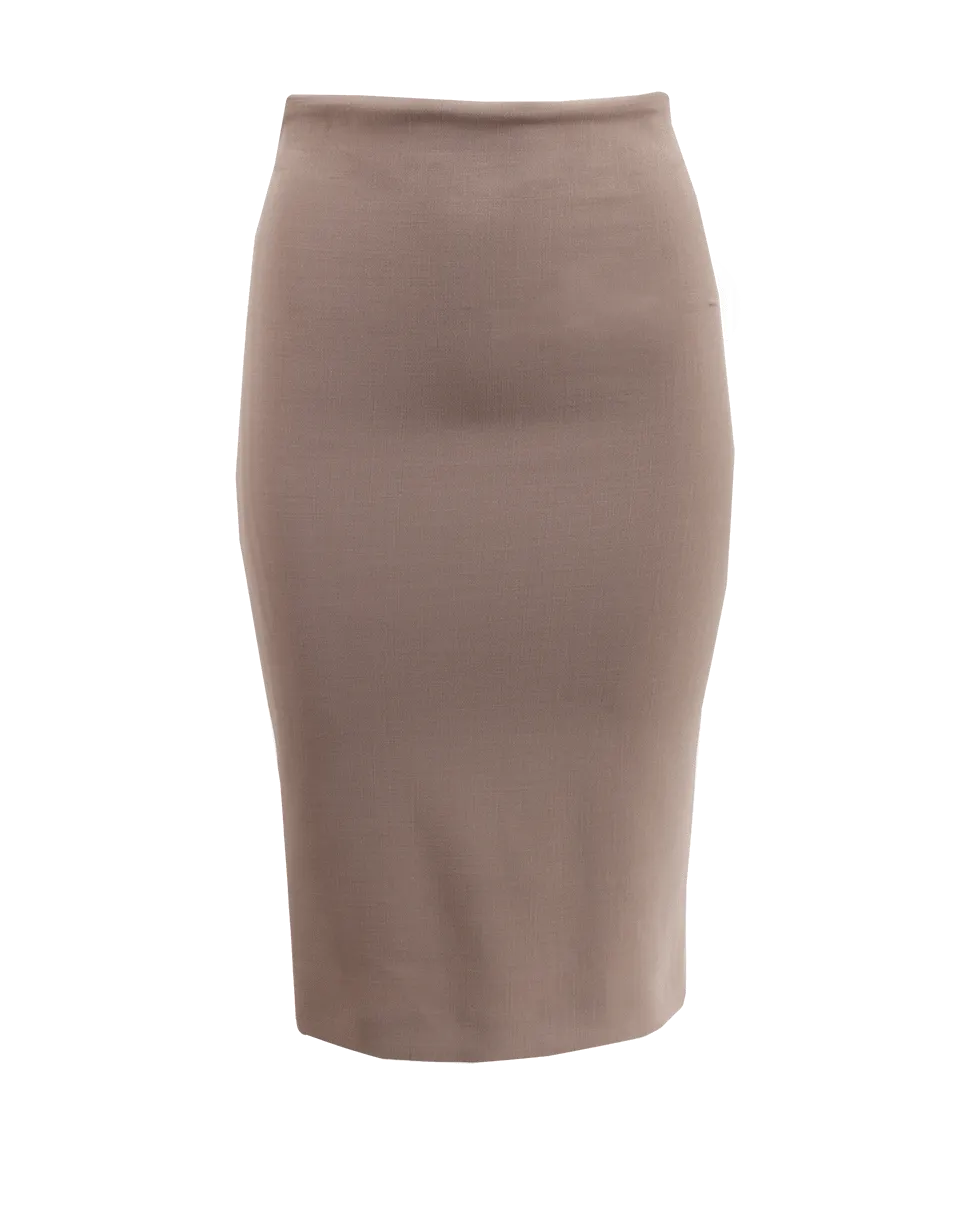 Wool Side Zip Pencil Skirt