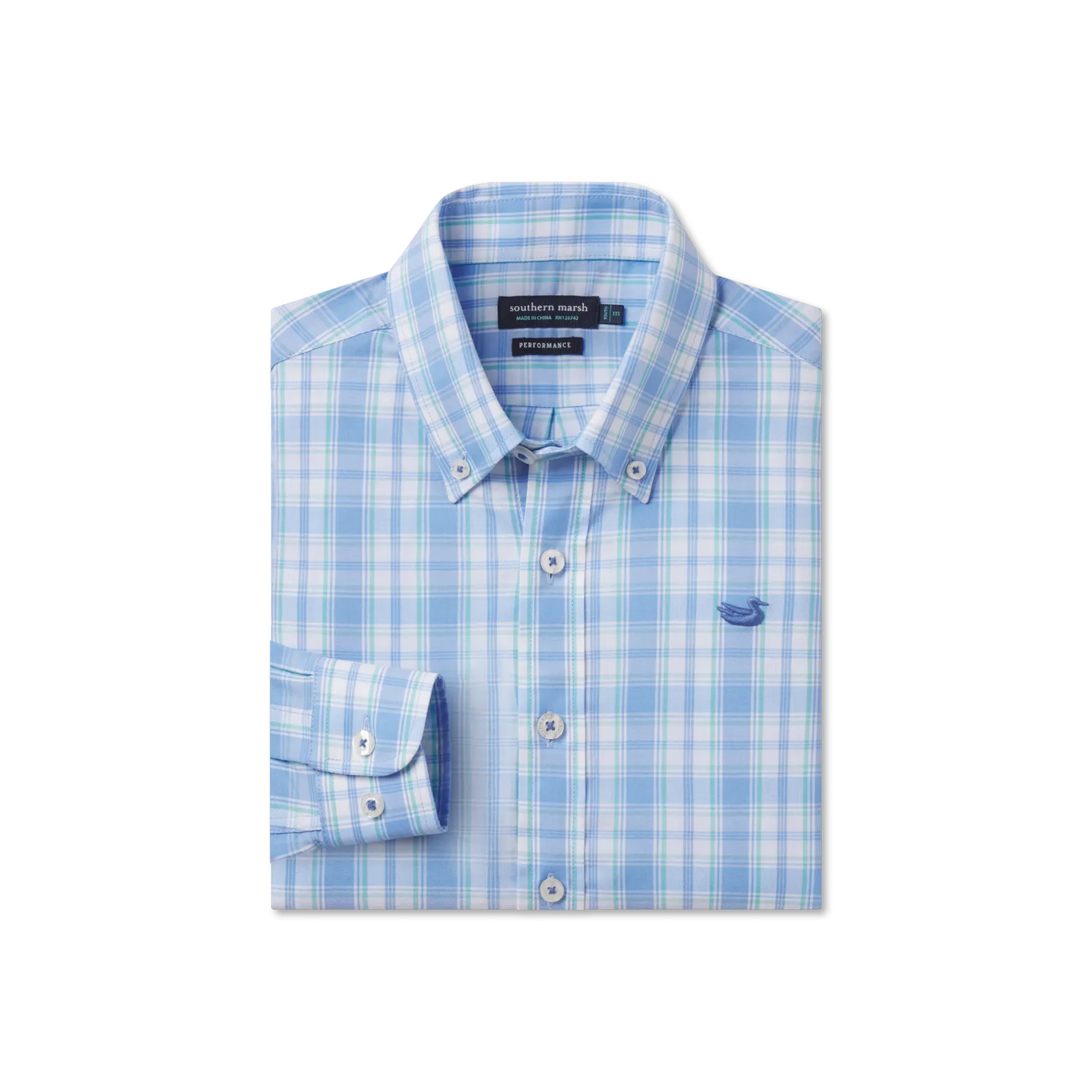 Youth Benton Performance Plaid Dress Shirt